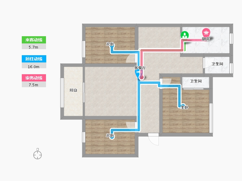 广东省-深圳市-弘雅花园（二期）-83.42-户型库-动静线