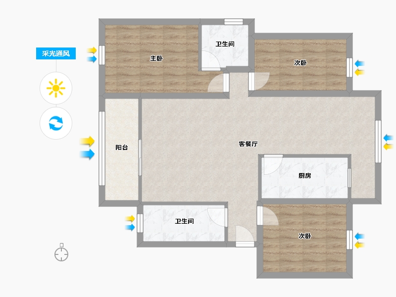 广东省-深圳市-弘雅花园（二期）-90.52-户型库-采光通风