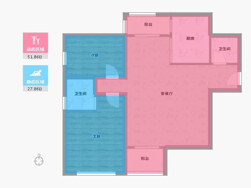 黑龙江省-鹤岗市-湖滨花园(南山)-71.29-户型库-动静分区