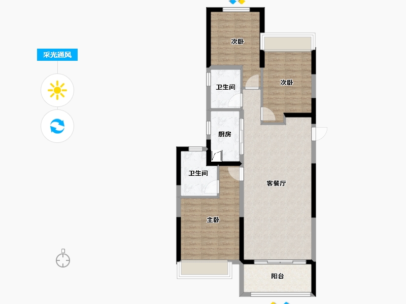 湖南省-长沙市-凌云府-89.00-户型库-采光通风