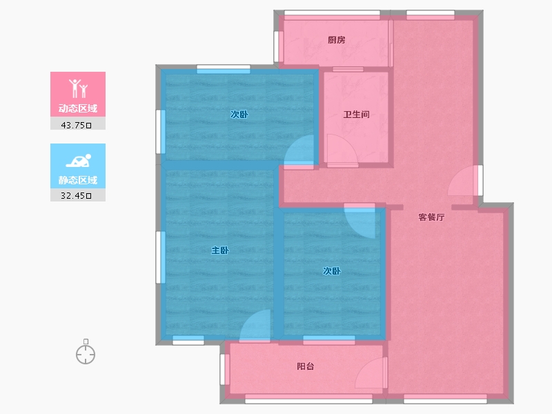 广东省-深圳市-湖滨花园(宝安)-66.74-户型库-动静分区