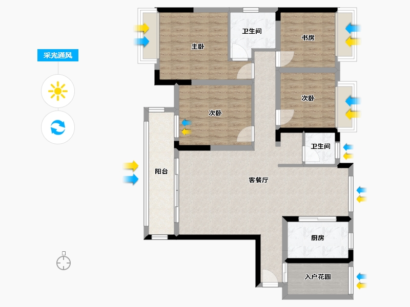 湖南省-长沙市-华润新都汇-132.00-户型库-采光通风