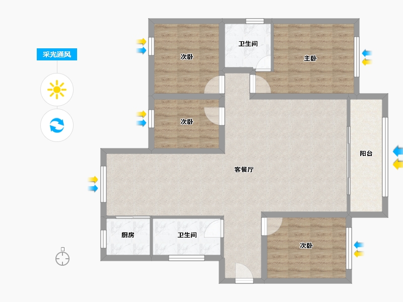 广东省-深圳市-弘雅花园（二期）-103.07-户型库-采光通风