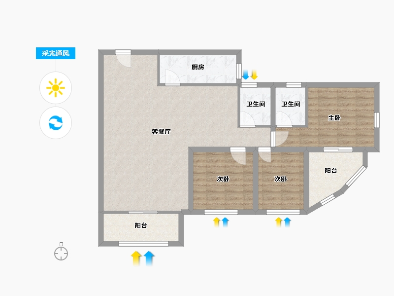 黑龙江省-鹤岗市-锦绣花园(南山)-94.03-户型库-采光通风