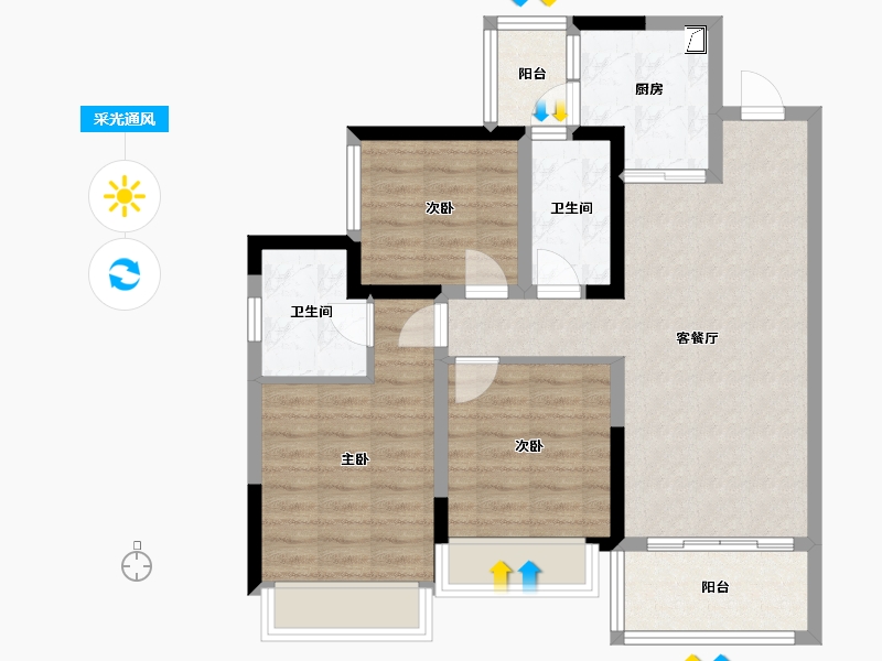 四川省-成都市-叠香庄园悦府-90.00-户型库-采光通风