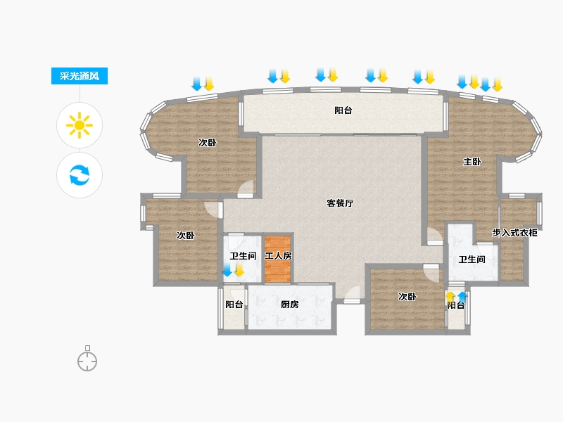 广东省-深圳市-万科东方尊峪-167.54-户型库-采光通风