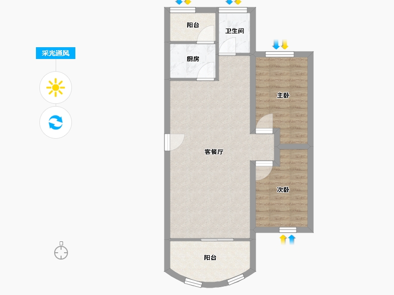 黑龙江省-鹤岗市-麒麟花园-63.06-户型库-采光通风