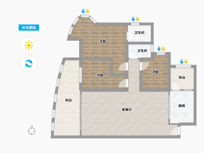 广东省-深圳市-万科东方尊峪-103.33-户型库-采光通风