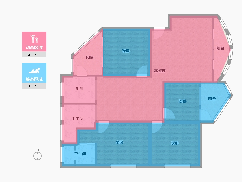 广东省-深圳市-翠景花园(盐田)-105.23-户型库-动静分区