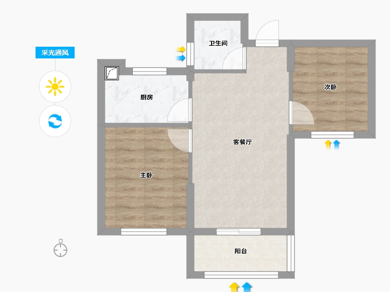 浙江省-宁波市-九曲小区3期-51.00-户型库-采光通风