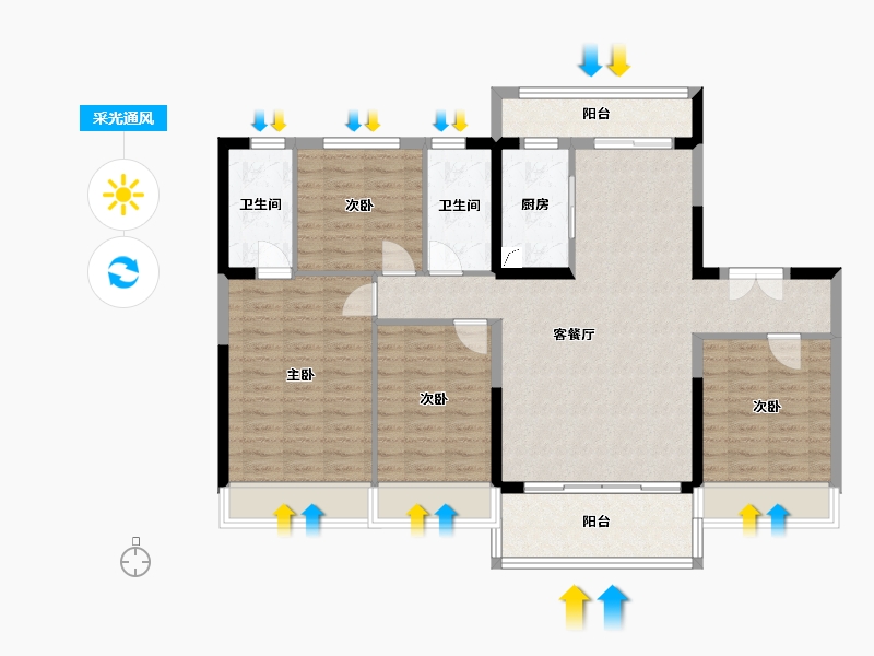 陕西省-西安市-碧桂园香湖湾1号-118.29-户型库-采光通风