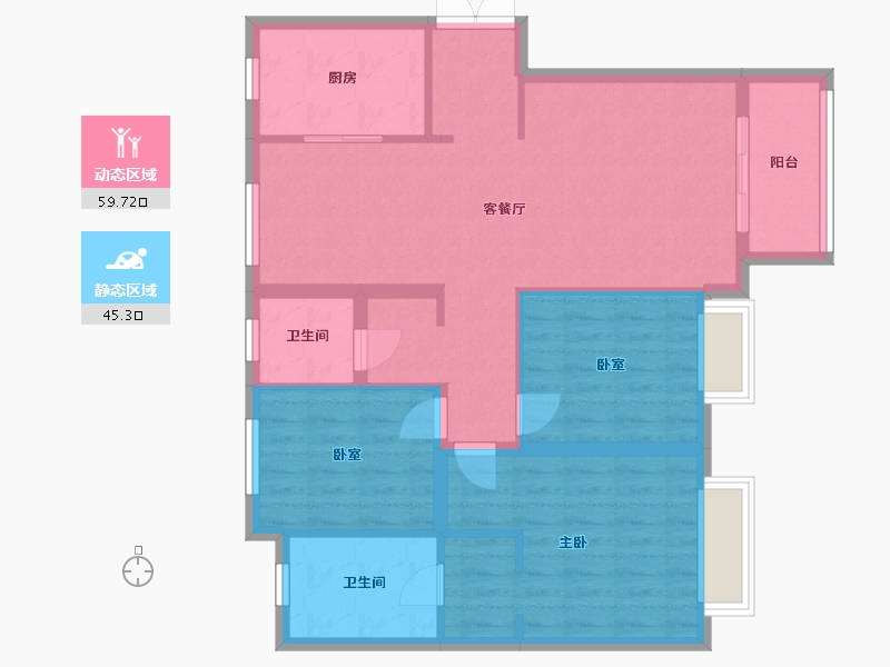 辽宁省-大连市-一方天鹅湖-80.00-户型库-动静分区