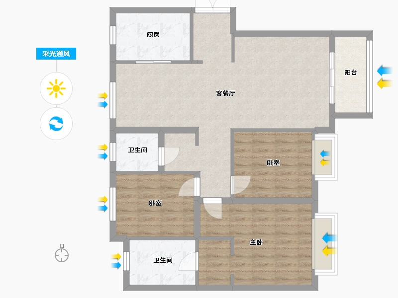 辽宁省-大连市-一方天鹅湖-80.00-户型库-采光通风