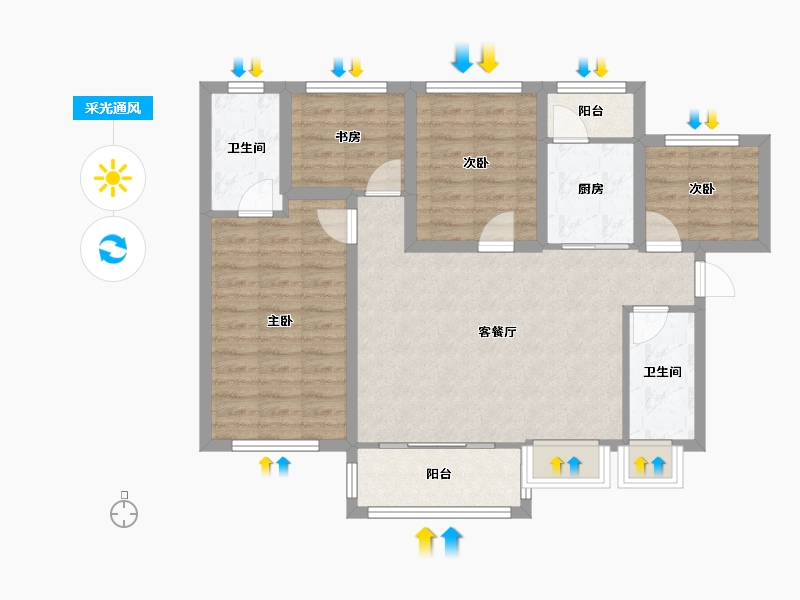 广东省-深圳市-联投东方华府(二期)-85.94-户型库-采光通风