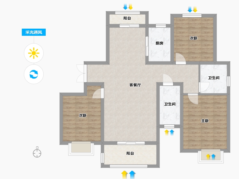 江西省-南昌市-京山安置房-107.37-户型库-采光通风