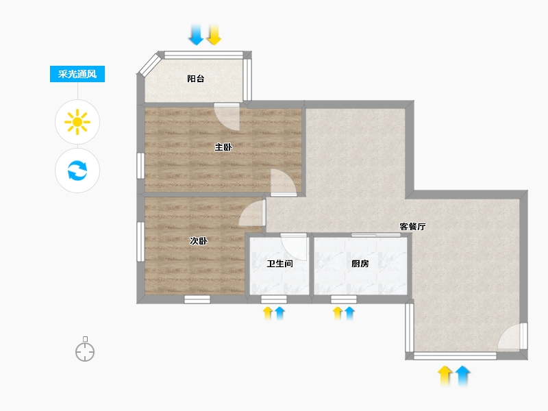 广东省-广州市-墩美小区-75.00-户型库-采光通风