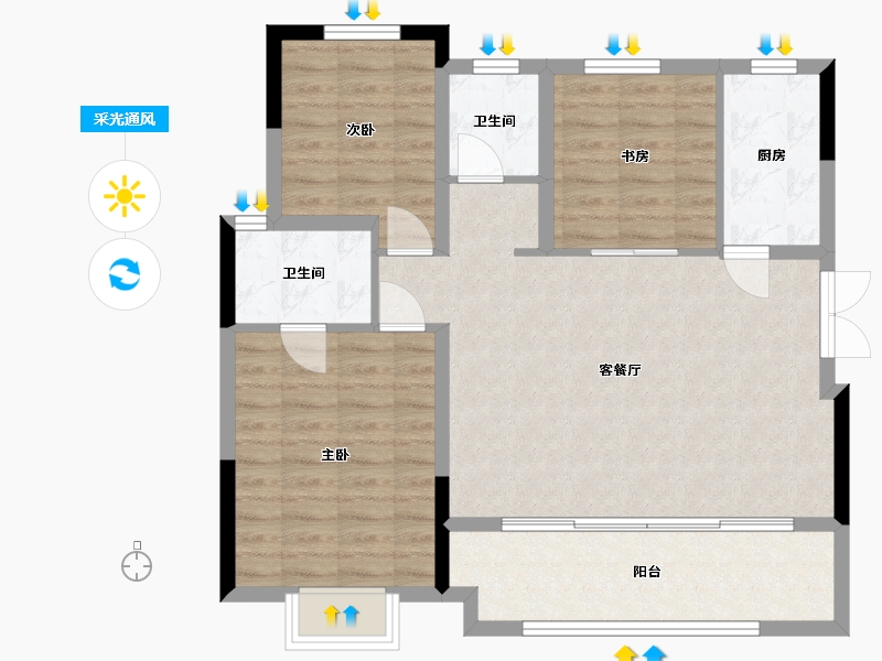 四川省-成都市-金辉凤栖云璟-93.00-户型库-采光通风