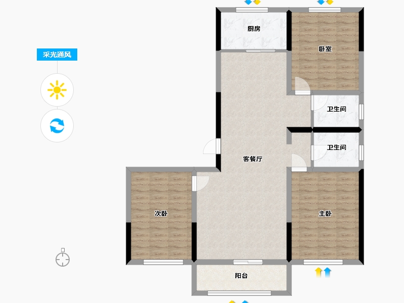 宁夏回族自治区-固原市-荣华园-南区-132.00-户型库-采光通风