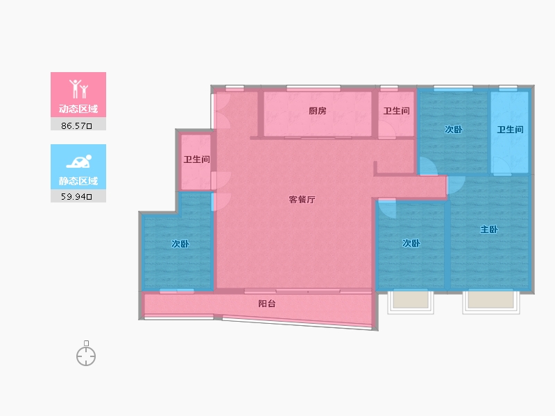 浙江省-宁波市-世外旭辉城-141.00-户型库-动静分区