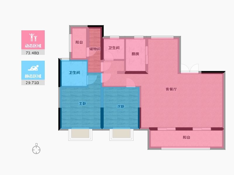 河南省-漯河市-康桥昌建璟云府-95.76-户型库-动静分区