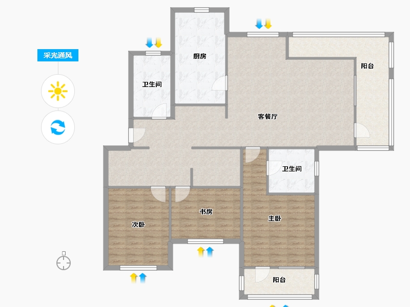 江苏省-常州市-九洲花园-145.00-户型库-采光通风