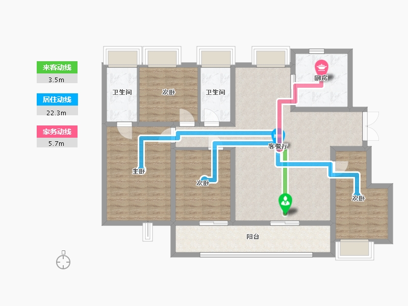 江苏省-南通市-卓越府樾润雅园-124.88-户型库-动静线