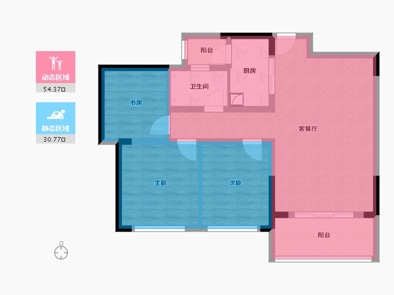 贵州省-遵义市-互豪世贸城LOFT公寓办公楼-87.00-户型库-动静分区