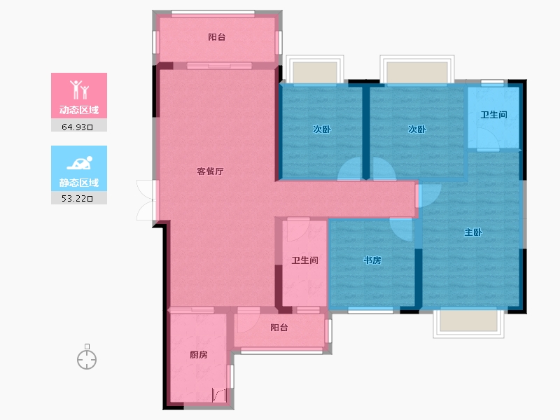 湖南省-邵阳市-乾道和府-113.30-户型库-动静分区