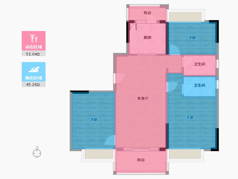 广东省-梅州市-碧桂园凤凰城-96.00-户型库-动静分区