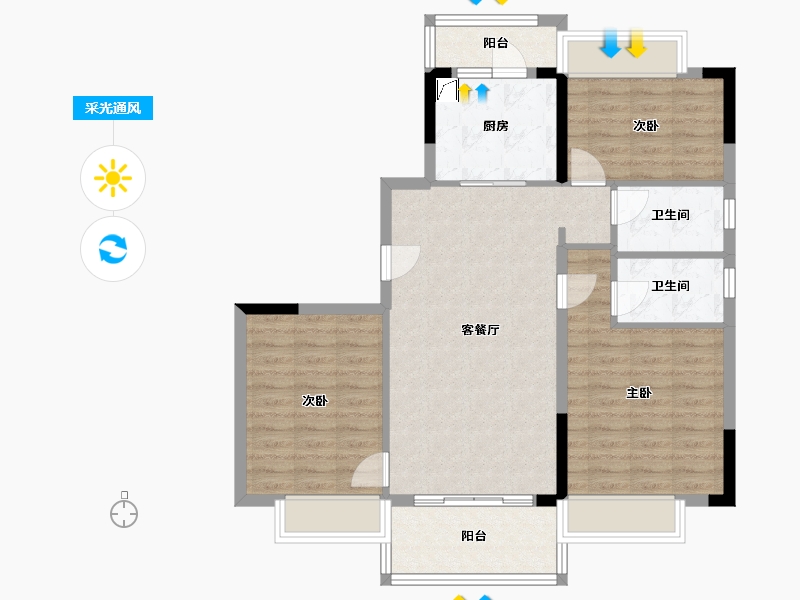 广东省-梅州市-碧桂园凤凰城-96.00-户型库-采光通风