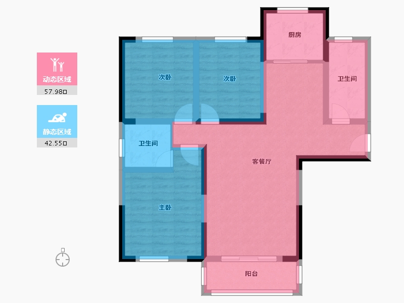 陕西省-渭南市-华山学府-105.00-户型库-动静分区