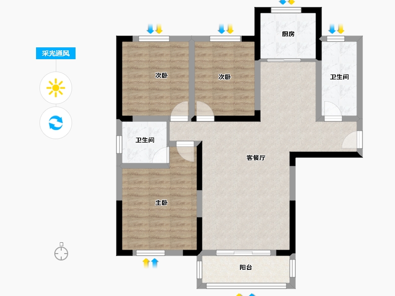 陕西省-渭南市-华山学府-105.00-户型库-采光通风