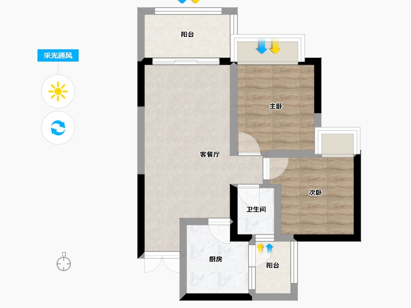 四川省-成都市-洪锦国际-54.42-户型库-采光通风