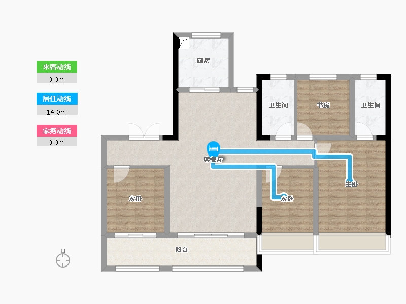 山东省-淄博市-金鼎学府一号-117.35-户型库-动静线