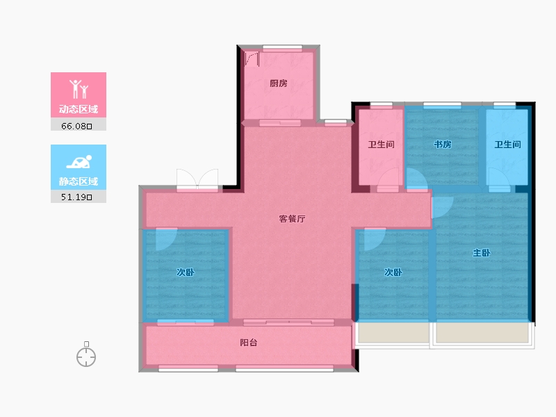 山东省-淄博市-金鼎学府一号-117.35-户型库-动静分区