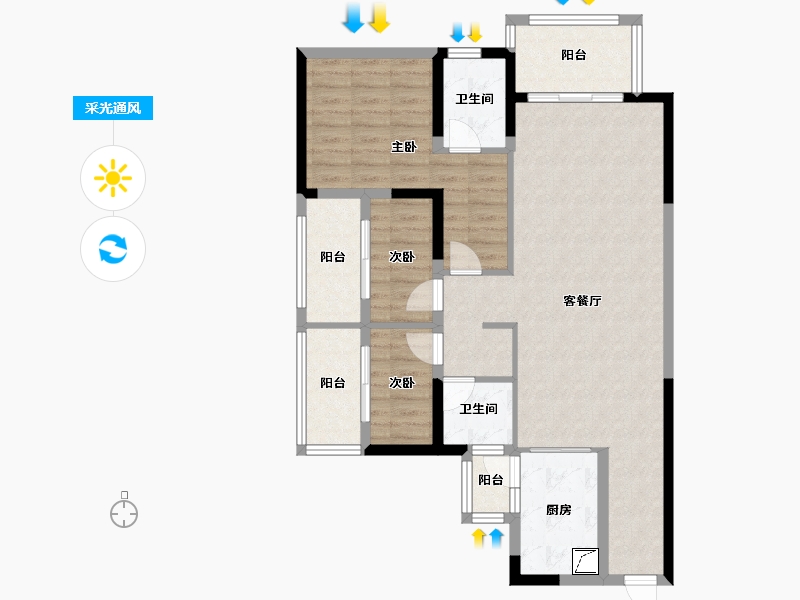 四川省-成都市-万达华庭-98.80-户型库-采光通风