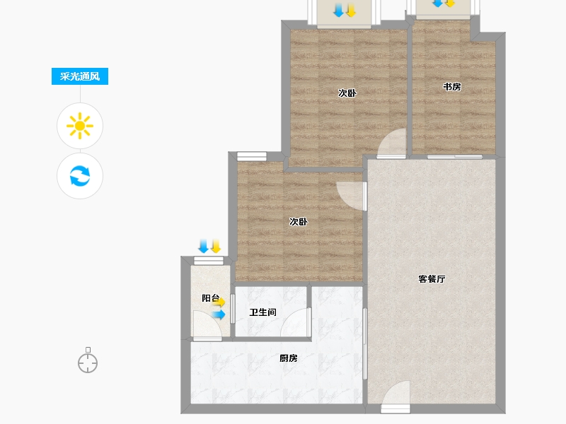 湖南省-长沙市-万象新天-80.00-户型库-采光通风