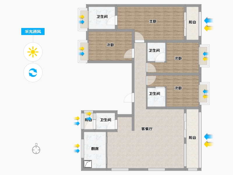 江苏省-泰州市-文旅和院-150.00-户型库-采光通风