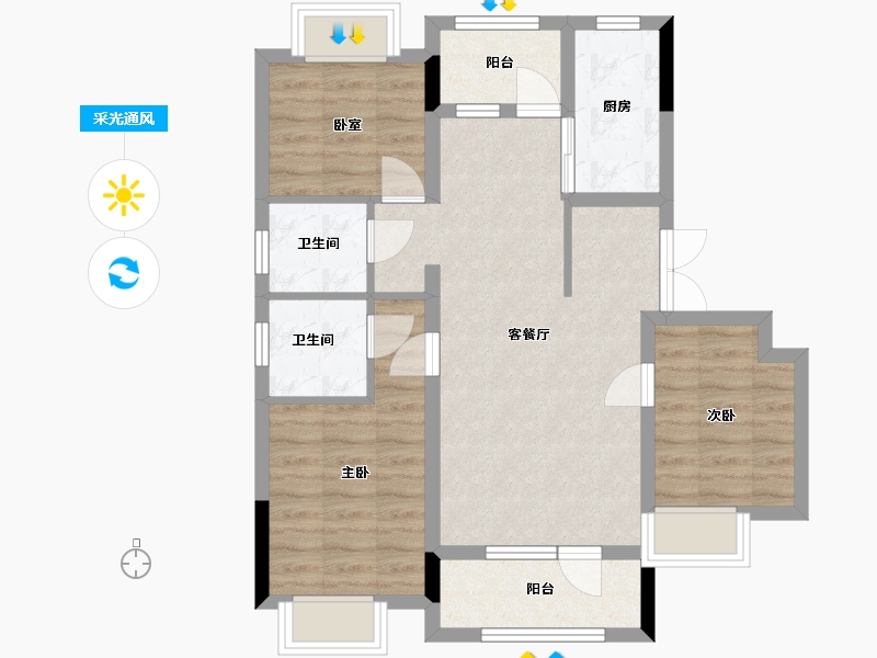 辽宁省-沈阳市-中金泓府2期-77.62-户型库-采光通风