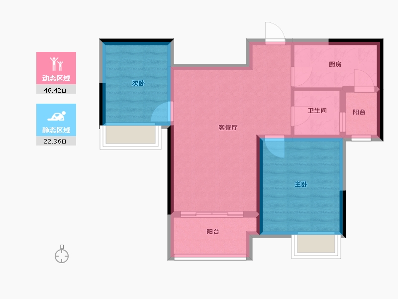 河南省-郑州市-郑西鑫苑名家-61.17-户型库-动静分区