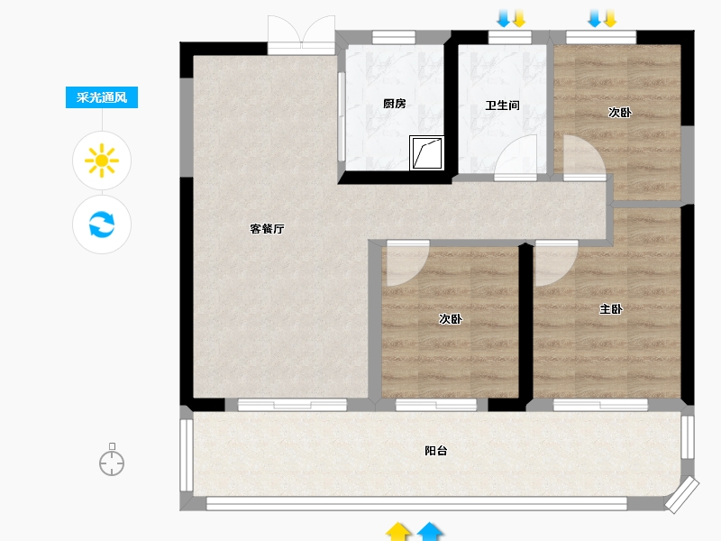 河南省-郑州市-金沙湖高尔夫和谐家园-71.00-户型库-采光通风