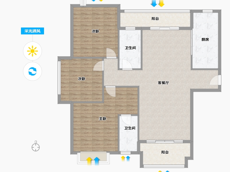 广东省-阳江市-中兴名志铂金湾-134.00-户型库-采光通风