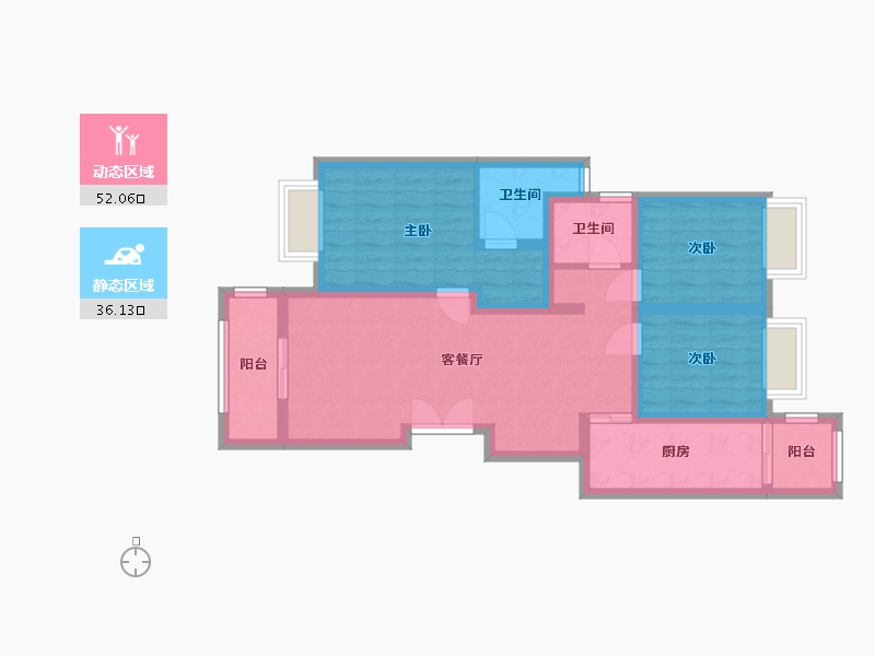 重庆-重庆市-金科联发东悦府-77.00-户型库-动静分区