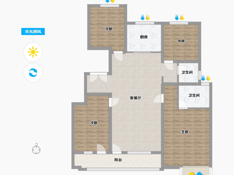 山东省-济宁市-博观江悦-130.00-户型库-采光通风