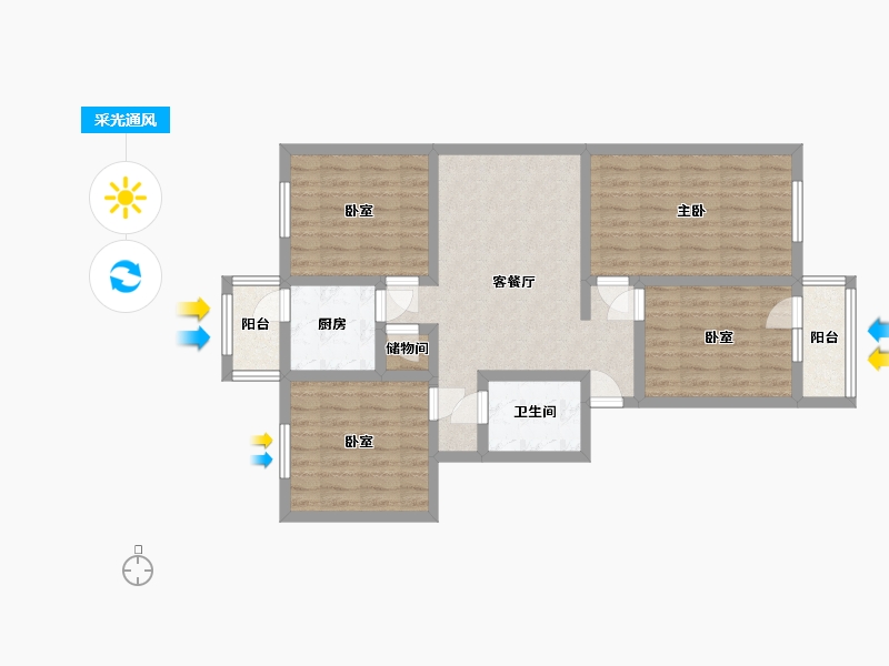 河南省-安阳市-金桂小区-90.00-户型库-采光通风