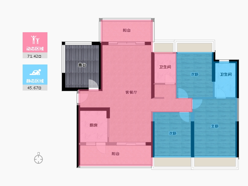 湖南省-常德市-裕泰兰园广场-105.00-户型库-动静分区