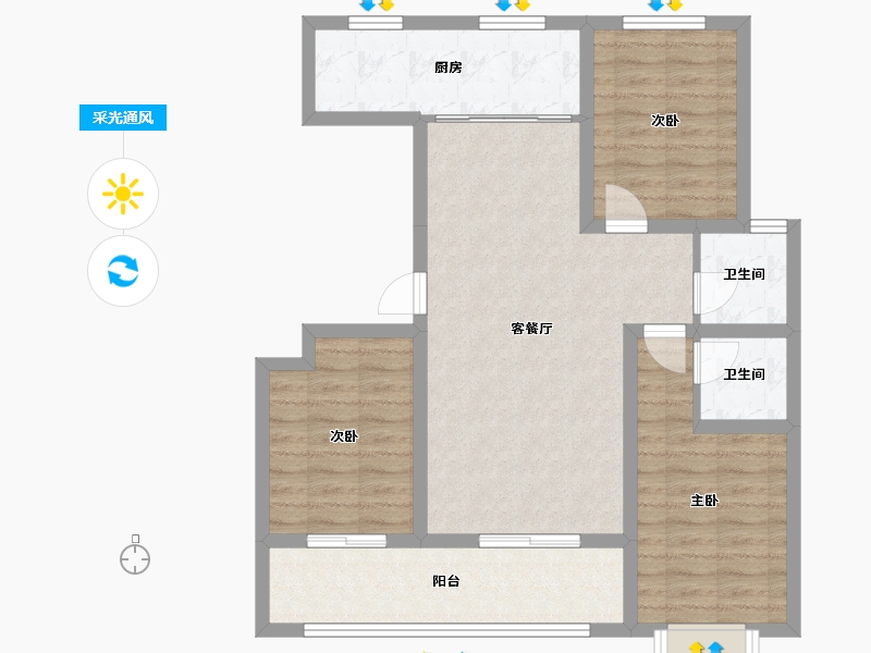 山西省-运城市-鑫泰城西花园-100.00-户型库-采光通风