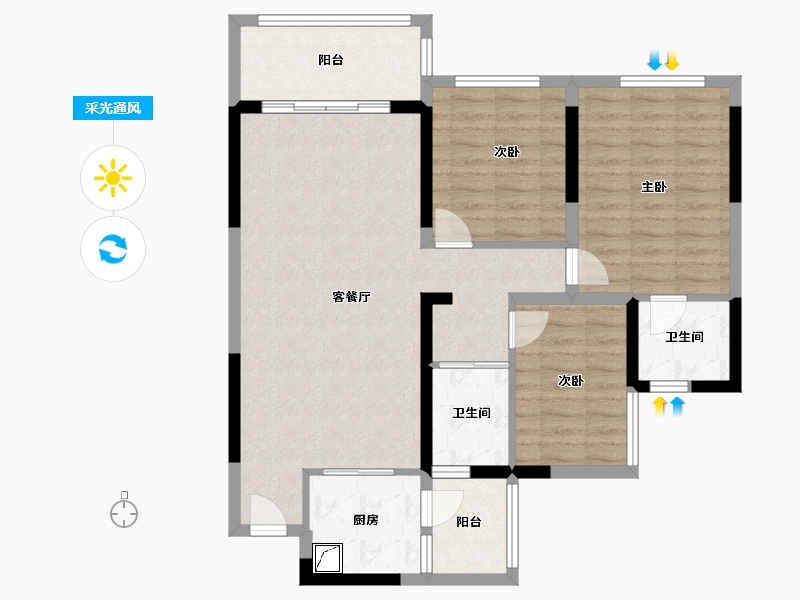 四川省-宜宾市-白沙翡翠城-93.00-户型库-采光通风