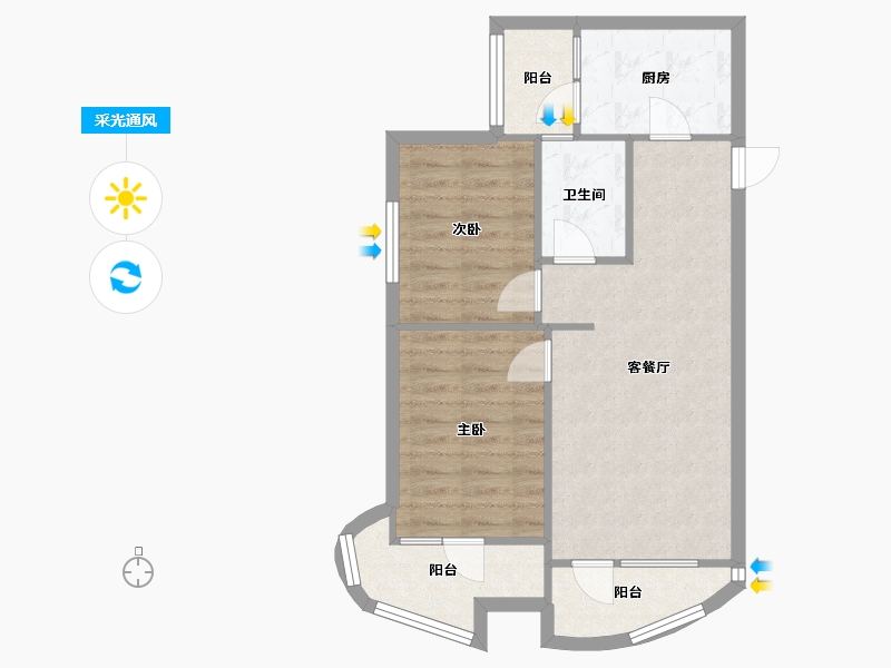 山东省-青岛市-海尔地产山海湾-69.47-户型库-采光通风