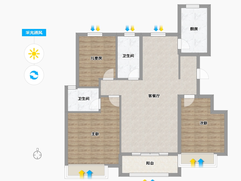 河北省-衡水市-宏宇尚园-97.00-户型库-采光通风